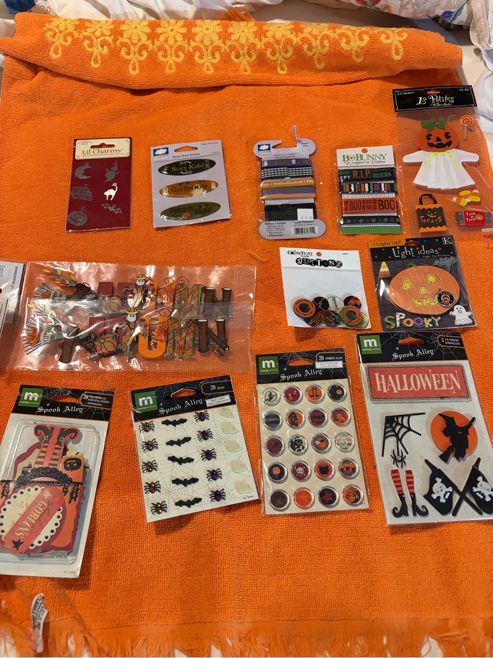 Halloween lot of 13 sealed NEW pkg’sassorted Party Craft Embellishments - Orange